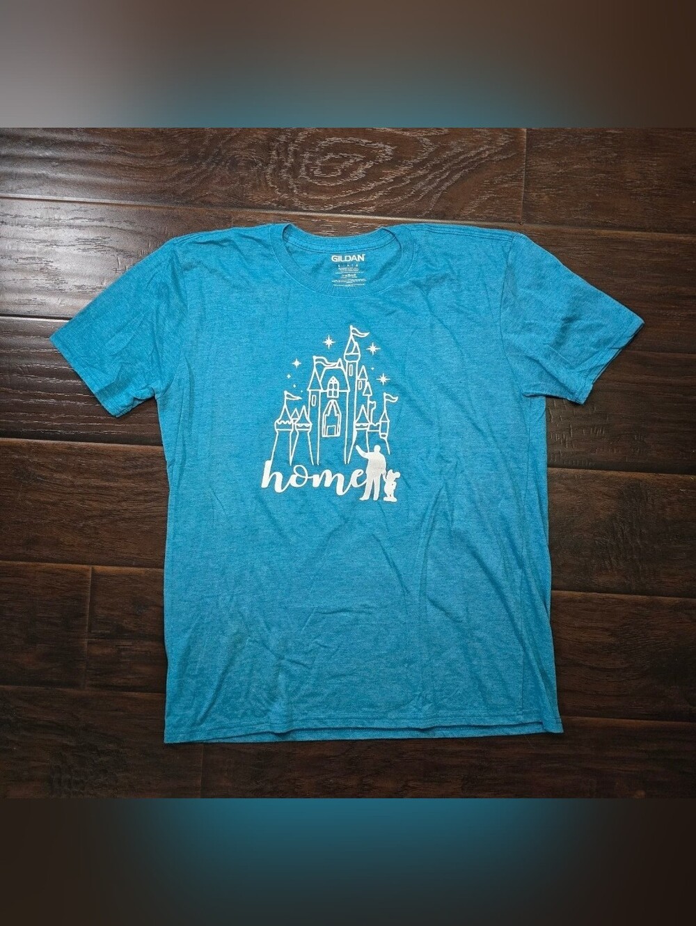 Disney Gildan Blue Castle Home Casual Short Sleeve Tee Shirt Large